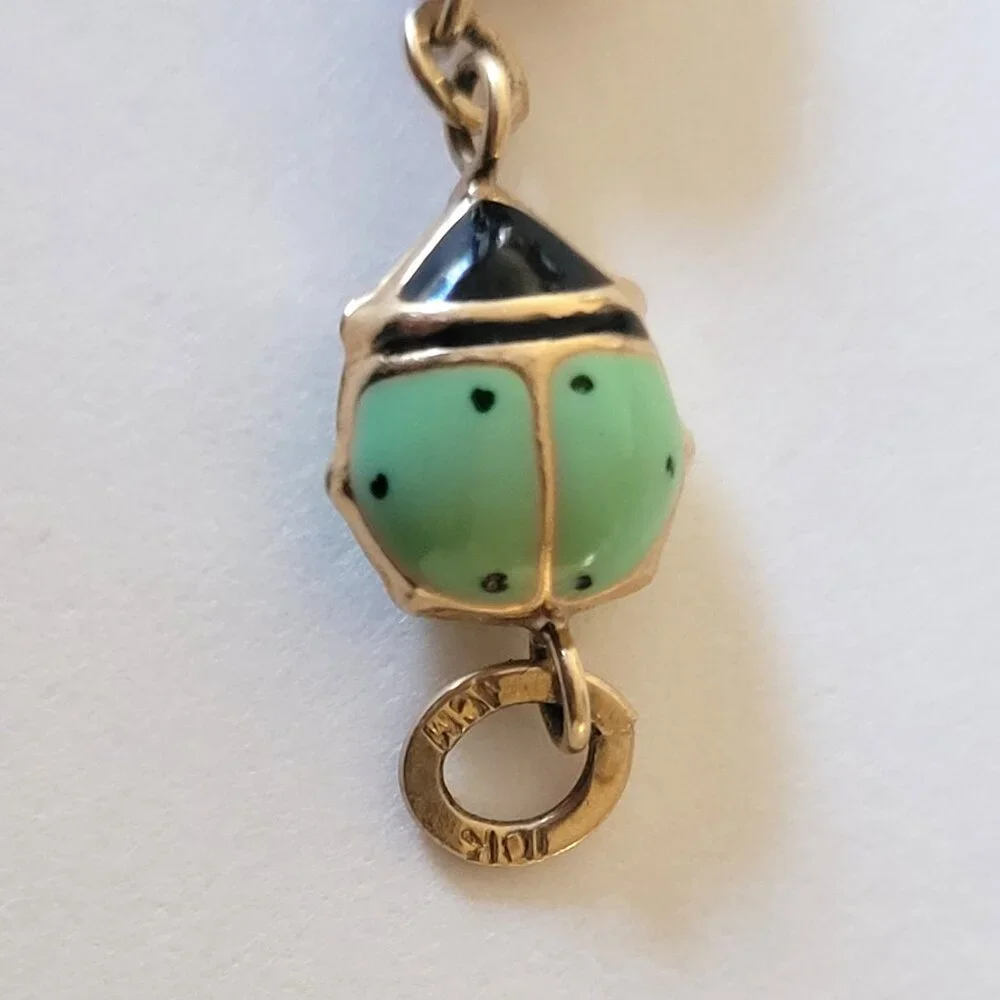 Lady Bug Multicolor Puffy Enamel Bracelet 10k Yellow Gold 3D - Picture 6 of 13